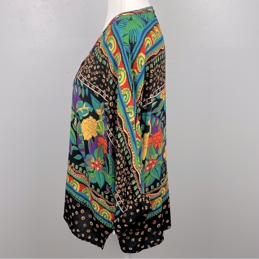 Carole Little Vintage 80’s tropical animal print dolman sleeve top, size 8. - Picture 2 of 9